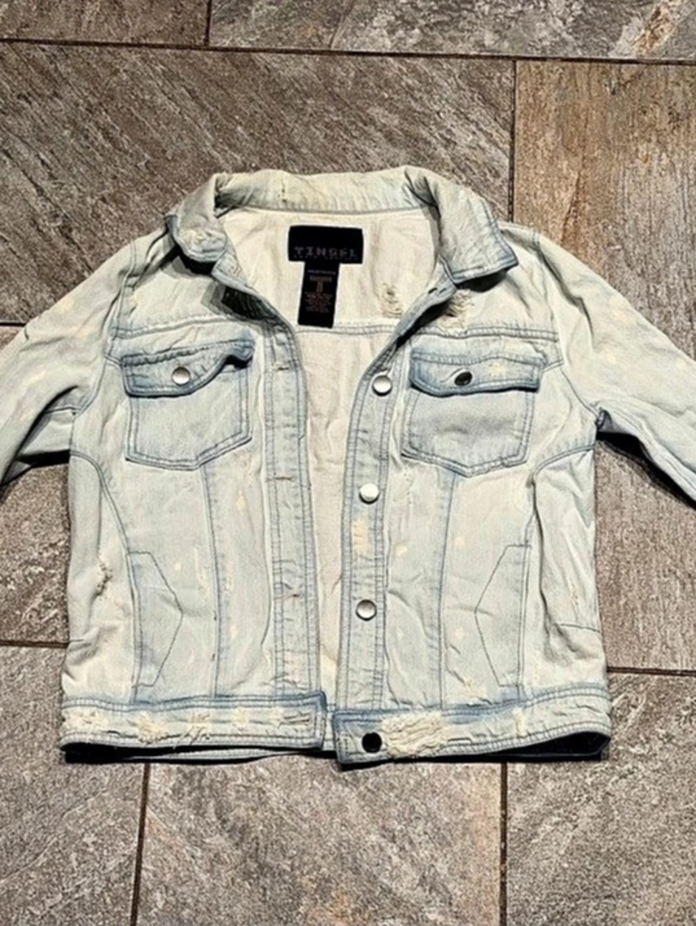 Tinsel Light Wash Denim Jean Jacket Size XS